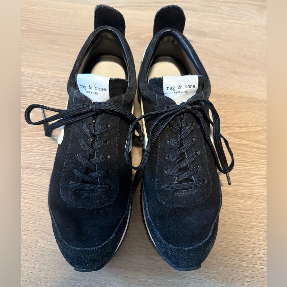 rag & bone Black Suede Lace-Up Sneakers